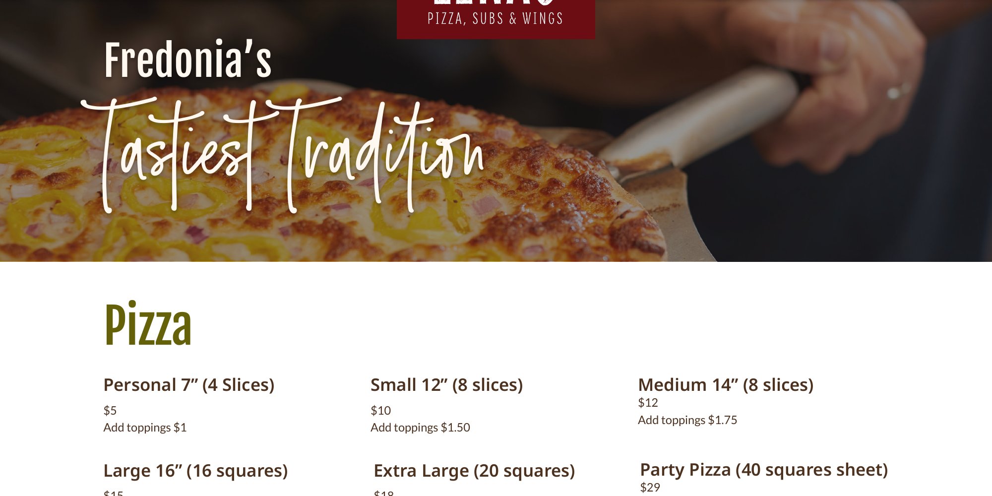 Fresh Lena's pizza
